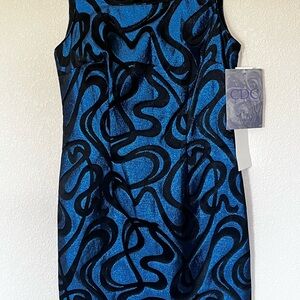 Stylish Blue and Black Swirl Mini Dress